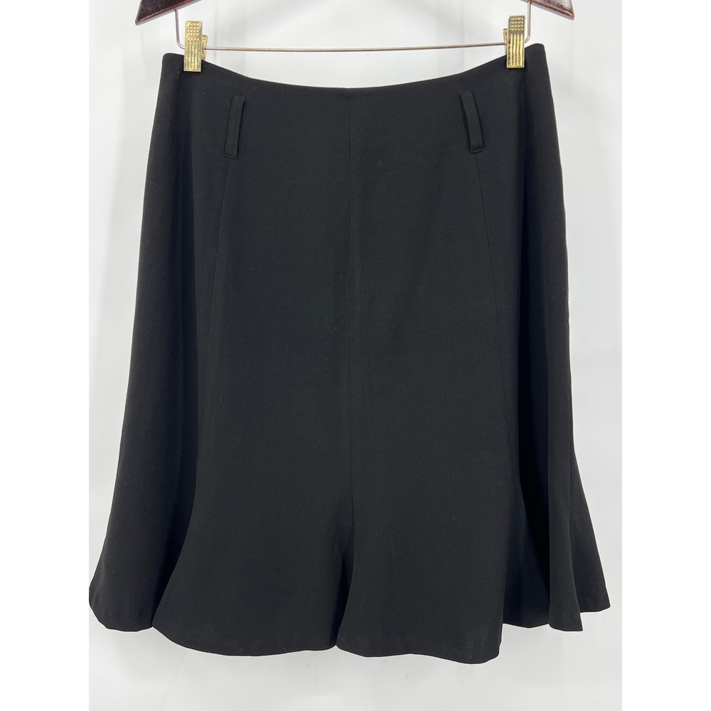 Dressbarn Womens Black A-Line Flared Midi Skirt Size 10 Stretch Professional